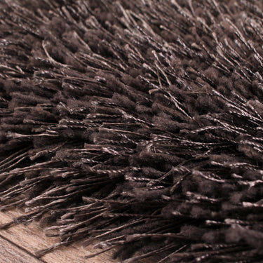 Boston Plain Thick Soft Fluffy Plush Silky Sparkle Shaggy Rug Round in Charcoal