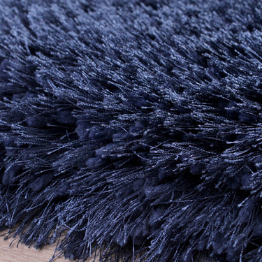 Mayfair Modern Plain High Pile Luxurious Shaggy Rug in Navy Blue