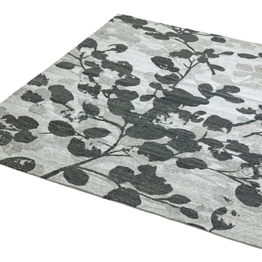 Shade Leaf Floral Wool Flatweave Rug in Grey Large 200x290 cm