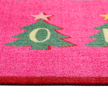 My Mat Nylon Indoor Washable My Bright Pink Red Christmas Home Trees Non Slip Entrance Rug in 50x75 cm