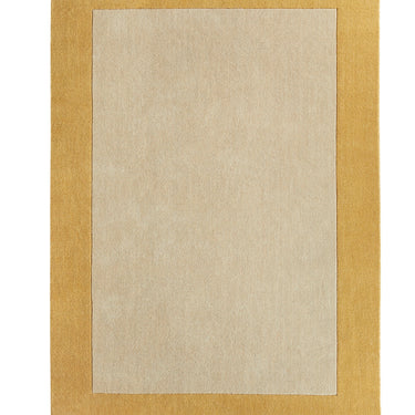 Origins Borders Hand Loom Woven Wool Bordered Rug Hallway in Ochre