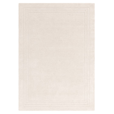 Asiatic London Orlo Natural Framed Ivory Hand-Carved Wool Textured Bordered Rug