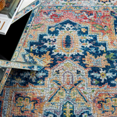 Nourison Ankara Vintage Antique Traditional ANR11 Rug Runner Round in Blue Multi Colour