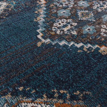 Zola Kian Traditional Persian Medallion Rug in Teal Blue