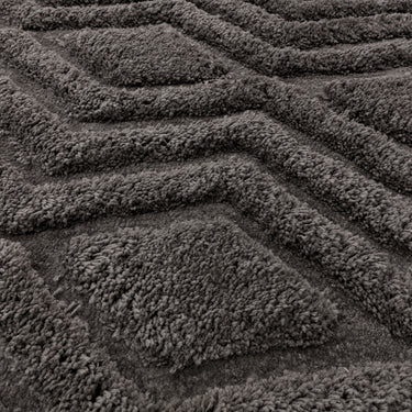 Asiatic London Harrison Charcoal Living Diamond Shaped Super Grey Handmade Shaggy Geometric Rug