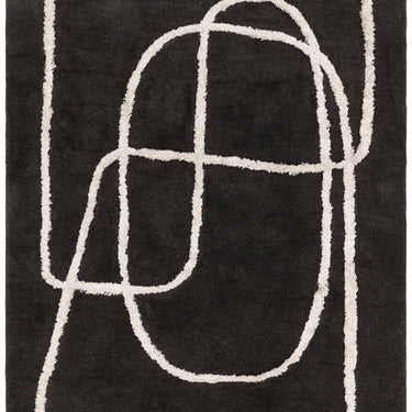 Matrix Infinity Retro Tufted Soft Silky Charcoal Grey Wool Viscose Abstract Geometric Rug