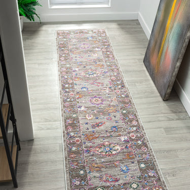 Soujorn Sierra Modern Traditional Vintage Floral Rug, Runner in Multi - Runner 60x240 cm (2'8')