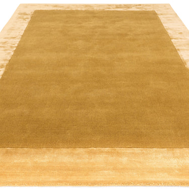 Ascot Modern Plain Hand Woven Wool Viscose Bordered Gold Yellow Rug