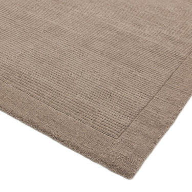 York 100% Wool Rug for Living Room Bedroom Hand Made Modern Plain Bordered Rug in Taupe