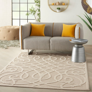 By Cozumel CZM04 Diamond 3D Cream Hand-Carved Polypropylene Abstract Geometric Rug
