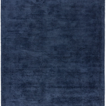 Reko Modern Contemporary Plain Hand Woven Viscose Silky Navy Blue Rug