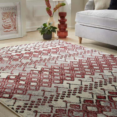 Consept Looms Somerset SOM104 Tribal Pattern White Terracotta Polypropylene Traditional Geometric Rug