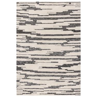 Mason Ikat Modern Abstract Rug in Charcoal Grey Cream