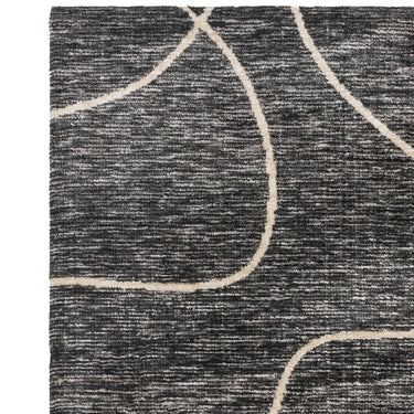 Mason Linear Abstract Modern Rug in Black Cream