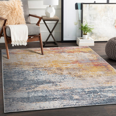 Ankara AKR2316 Mustard Dark Blue Multi Area Polypropylene Abstract Scandi Rug