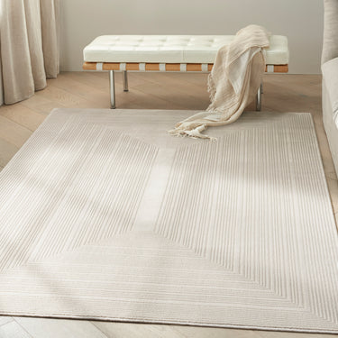 Calvin Irradiant IRR02 Ivory Geometric Textured Modern Rug - 119 x 180 cm (3'11"x5'11")