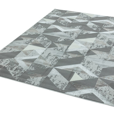 Orion Flag Modern Geometric Metallic Rug in Silver, Pink and Grey