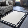 Origins Piper Framed Tufted Monochrome Cream Hand-Loomed Wool Textured Bordered Rug - Small 80x150 cm (2'6"x5')