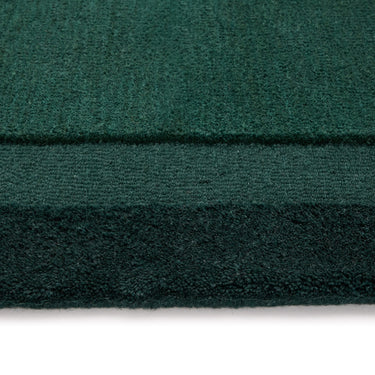 Origins Stacked Border Dark Green Wool Textured Bordered Rug