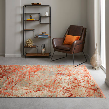 Emerald EMR101 Rug Modern Abstract Silky Rug in Orange