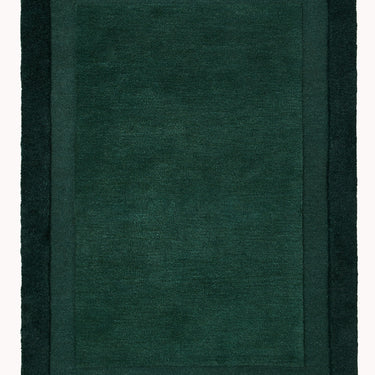 Origins Stacked Border Dark Green Wool Textured Bordered Rug