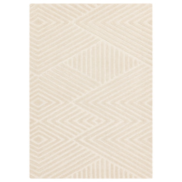 Hague Modern Geometric Hand Made Wool Rug in Ivory