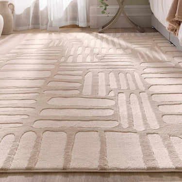 Origins Pathway Cream Non-Slip Cotton Abstract Rug
