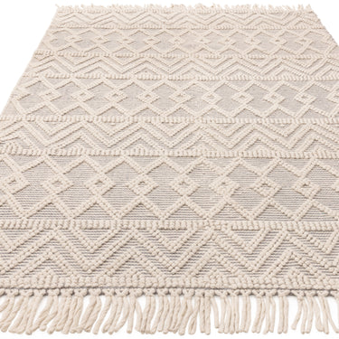 Asra Bohomian Hand Woven Wool Fringed Tribal Grey Rug