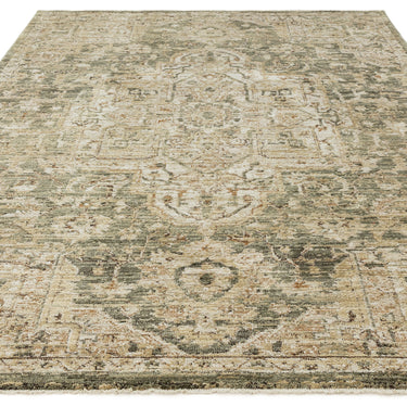 Asiatic London Heriz HE02 Serapi Green Traditional Vintage Textured Medallion Hallway Runner Rug