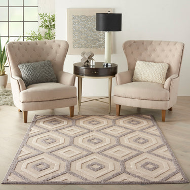By Cozumel CZM02 3D Cream Hand-Carved Polypropylene Abstract Geometric Rug