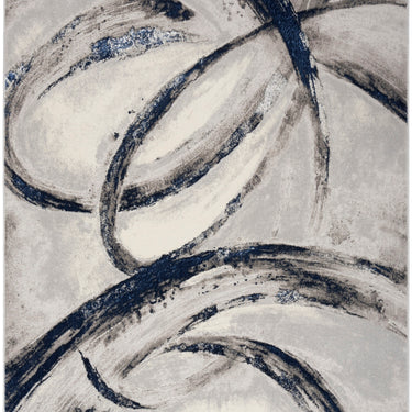 Brushstrokes BSK02 Artistry Silky Shimmer Grey Navy Polypropylene Abstract Textured Rug