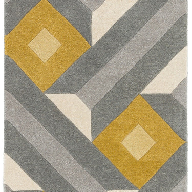 Reef Motif RF01 Geometric Pattern Hand Tufted Rug Hallway Runner in Ochre Grey