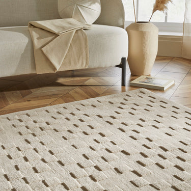Priory PRI102 Geometric 100% Pure New Zealand Wool Hand Made Taupe Rug by Sarah Gare