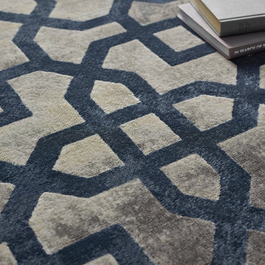 Origins Avanti Geometric Modern Classic Moroccan Soft Silky Rug in Grey/Blue 120 x 170 cm