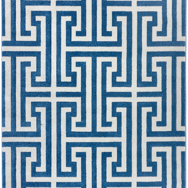 Origins Elegant Greek Key Navy Blue Jute Polypropylene Geometric Rug