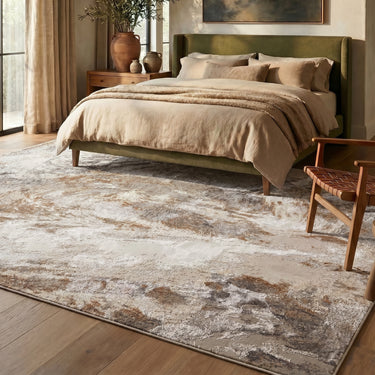 Santa Monica SMC101 Art Pictorial Grey Beige Abstract Modern Soft Rug