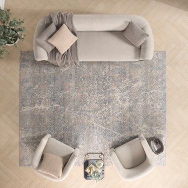 Nourison Exhale EXL02 Sprawling Pattern Beige Blue Polypropylene Abstract Textured Rug