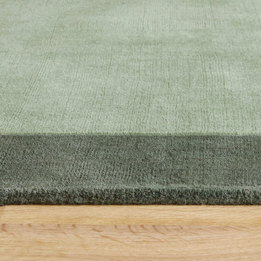 Origins Borders Hand Loom Woven Wool Bordered Rug Hallway in Sage Green