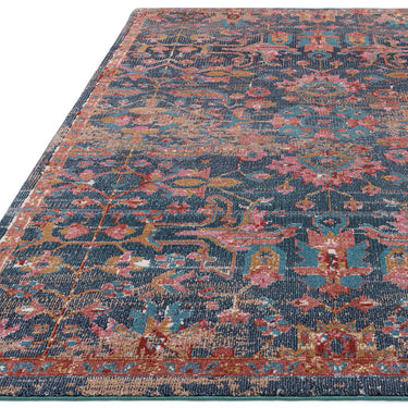 Zola Evin Vintage Traditional Persian Kilim Rug in Shiny Turquoise Blue Pink
