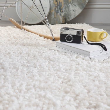 Origins Portland High Pile Super Fluffy Cream Shaggy Modern Plain Rug