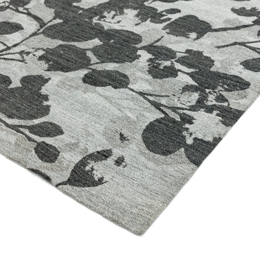 Shade Leaf Floral Wool Flatweave Rug in Grey Large 200x290 cm