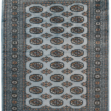 Bokhara Hand Made Rug Traditional Classic Wool Bordered Soft Blue Rug