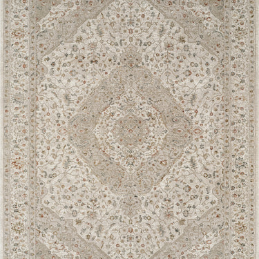 Comila COM101 Classic Design Ivory Traditional Floral Bordered Medallion Rug