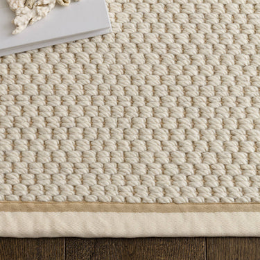 Korra Double Loop Cream Linen Wool & Jute Rug with Cotton Border