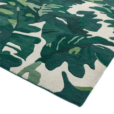Matrix MAX73 Floral Tropical Palm Green Rug Quality Soft Wool Hand Made Rug