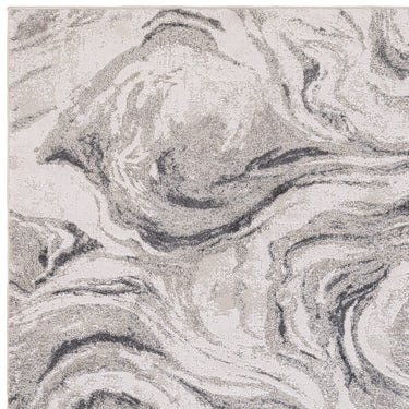 Lavico Swirl Marbled Rug Modern Abstract Silk Shiny Rug by Clarke & Clarke in Charcoal Grey
