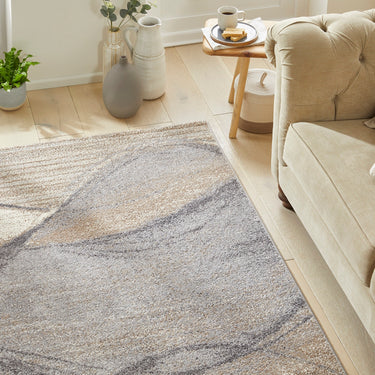 Consept Looms Somerset SOM103 Waves Pattern Grey Beige Polypropylene Traditional Abstract Rug