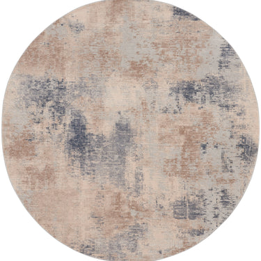 Rustic Textures RUS02 Modern Abstract Circle Round Rug in Ivory Beige Grey