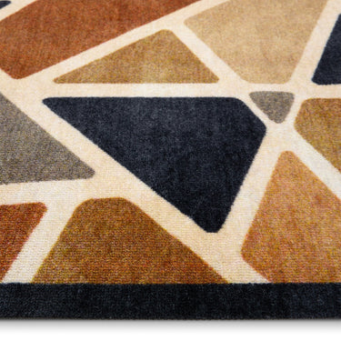 My Mat Studio Collection Mosaic Geometric Doomat Hallway Entryway Runner Rug in Blue Orange Multi 65 x 230 cm