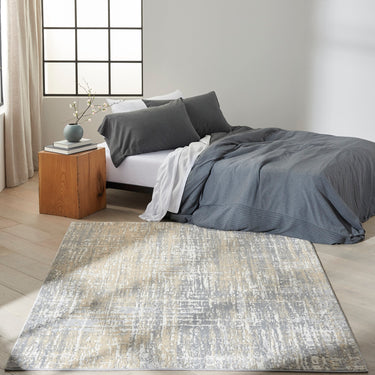 Calvin Enchanting ECH04 Grey Beige Polypropylene Abstract Modern Rug - Large 160x221 cm (5'3"x7'3")